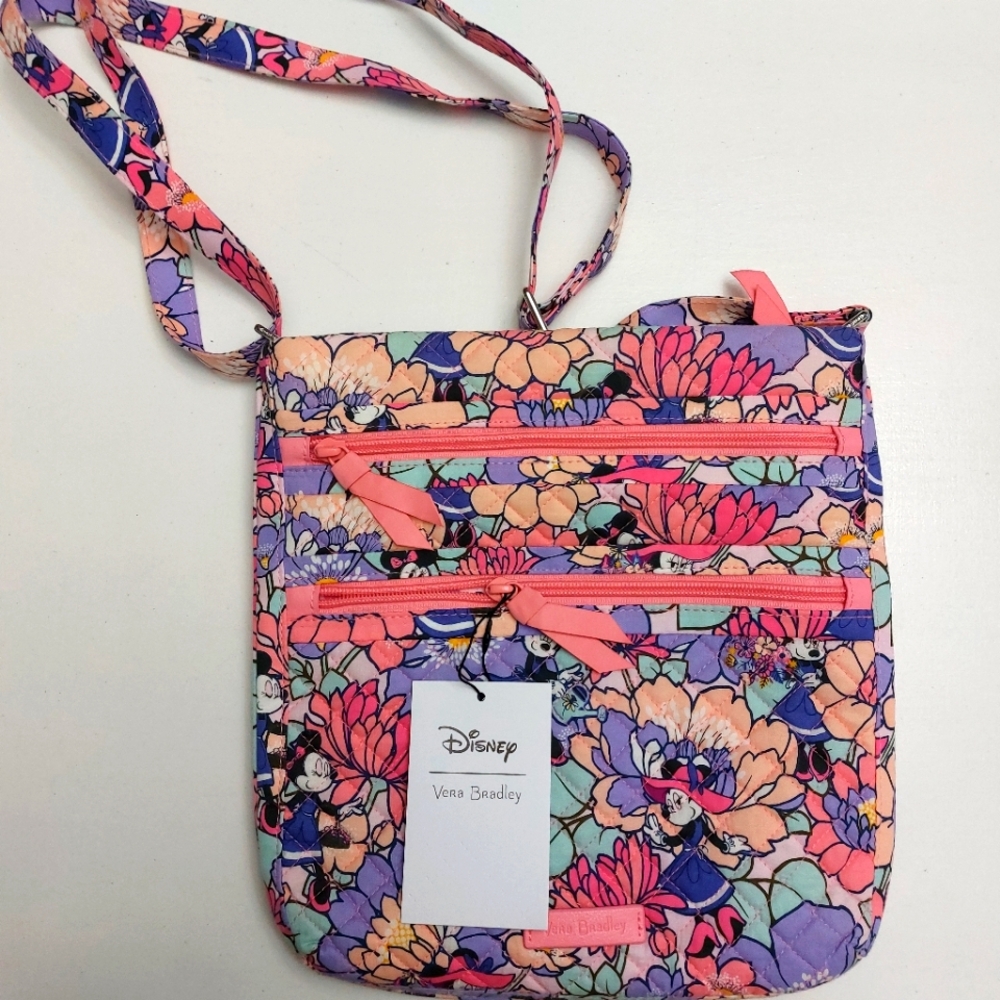Vera Bradley Disney Minnie's Garden Party Triple Zip Hipster NWT